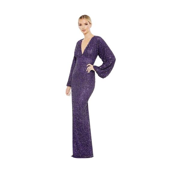 Mac Duggal Dresses & Skirts - Mac Duggal 10791 Long Sleeve Sequin Column Gown Amethyst Size 14 $498